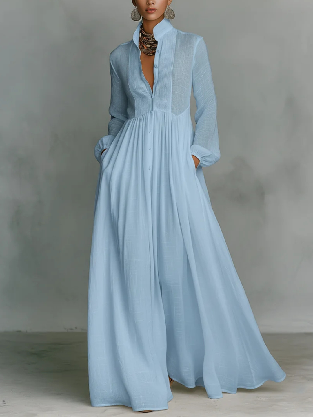 Helena | Elegantní maxi šaty s límečkem