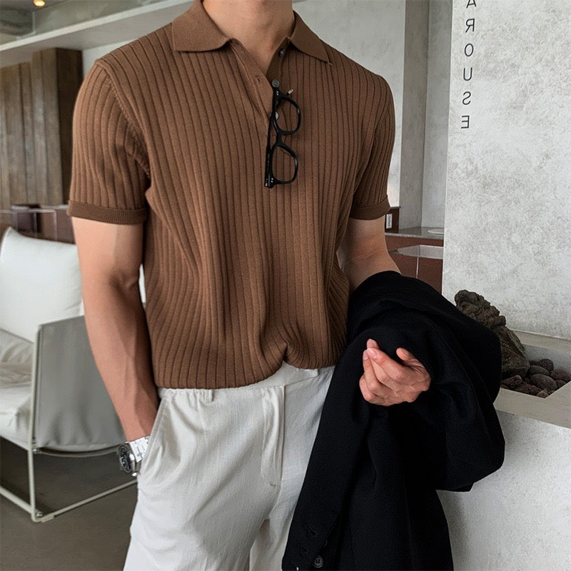 GIMCHEON Pletené Polo Tričko