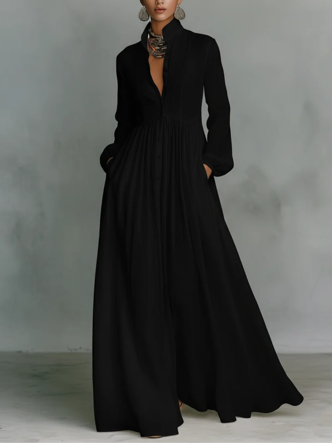 Helena | Elegantní maxi šaty s límečkem
