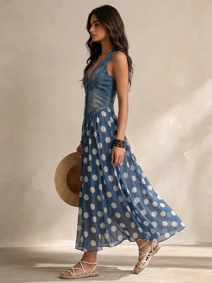 Zuzanna | Elegantní Maxi Šaty s Puntíky