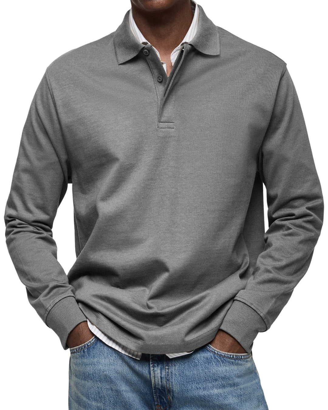 Łukasz | Casual polo tričko s dlouhým rukávem