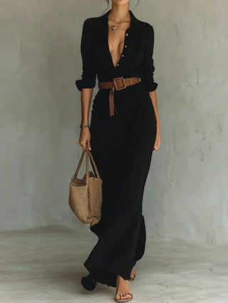 Camille™ | Elegantní Maxi Šaty s Páskem