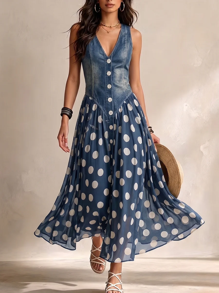 Zuzanna | Elegantní Maxi Šaty s Puntíky