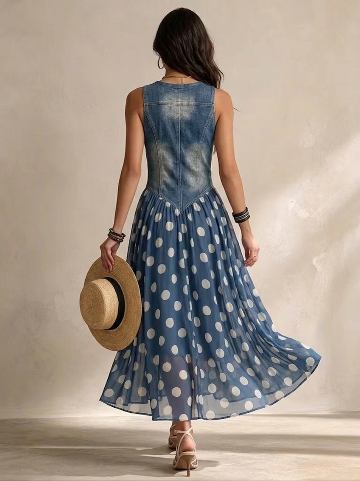 Zuzanna | Elegantní Maxi Šaty s Puntíky