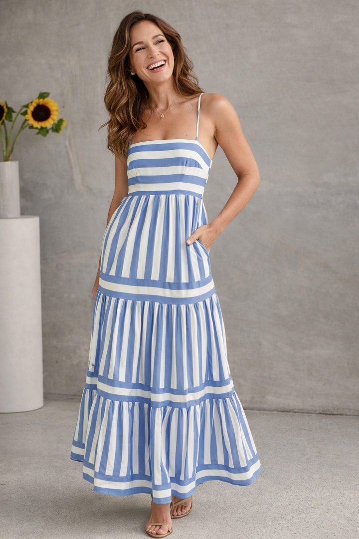 VIVIENNE | Alina - Pruhovaná Maxi Šaty