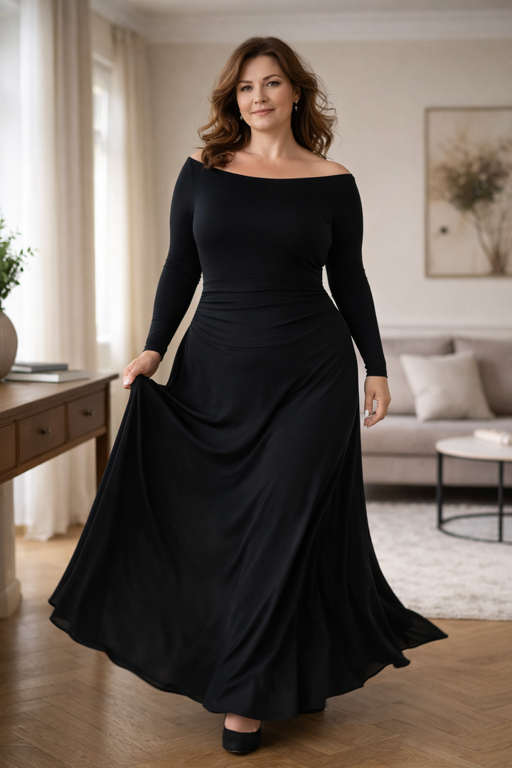 Rubi - Elegantní maxi šaty, které se nepřilnou a krásně se přizpůsobí postavě 35+