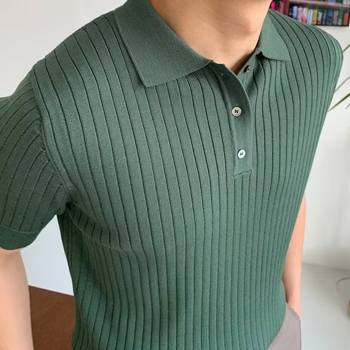 GIMCHEON Pletené Polo Tričko