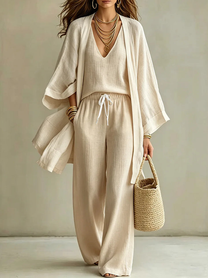 Katarzyna | Elegantní Lněný Třídílný Set