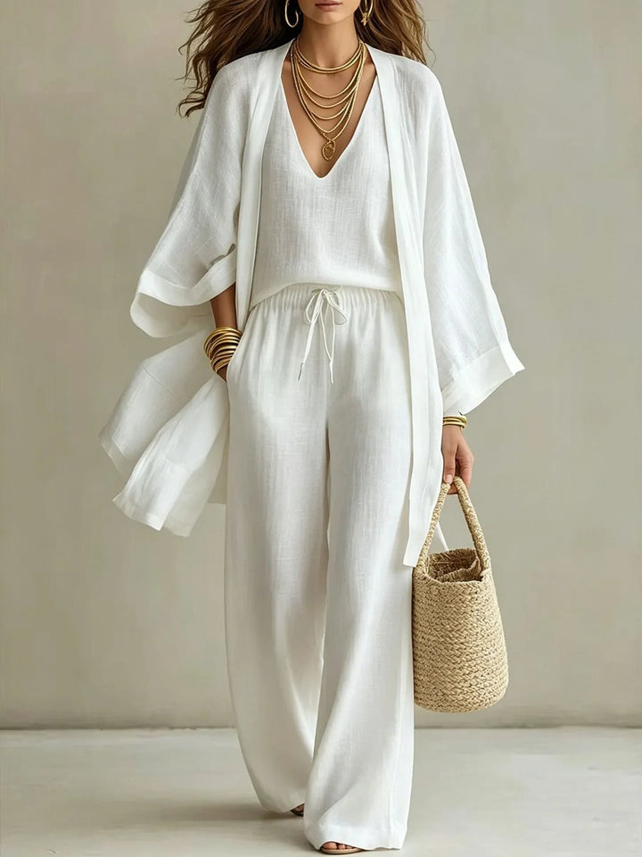 Katarzyna | Elegantní Lněný Třídílný Set