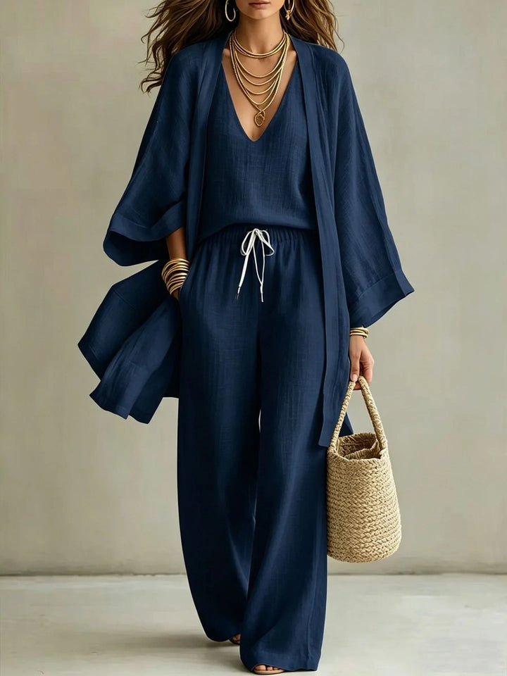 Katarzyna | Elegantní Lněný Třídílný Set
