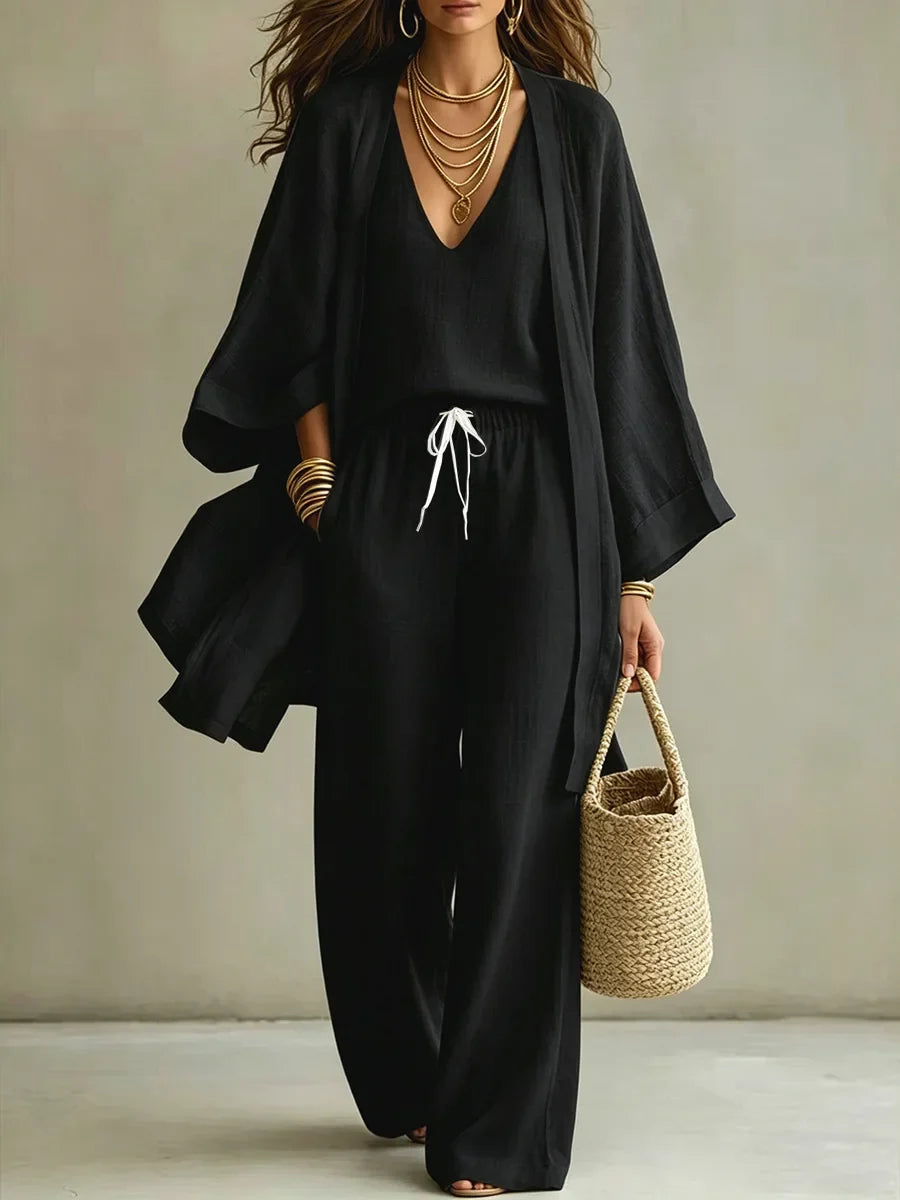 Katarzyna | Elegantní Lněný Třídílný Set