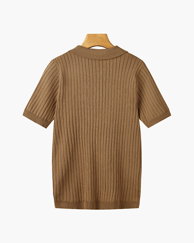 GIMCHEON Pletené Polo Tričko