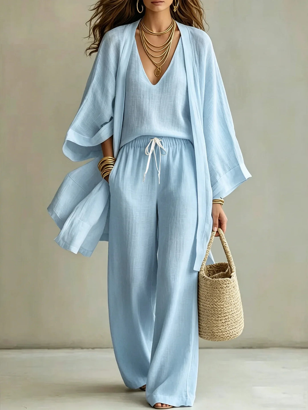 Katarzyna | Elegantní Lněný Třídílný Set