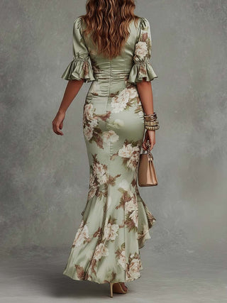 Helena | Elegantní Maxi Šaty s Květinami