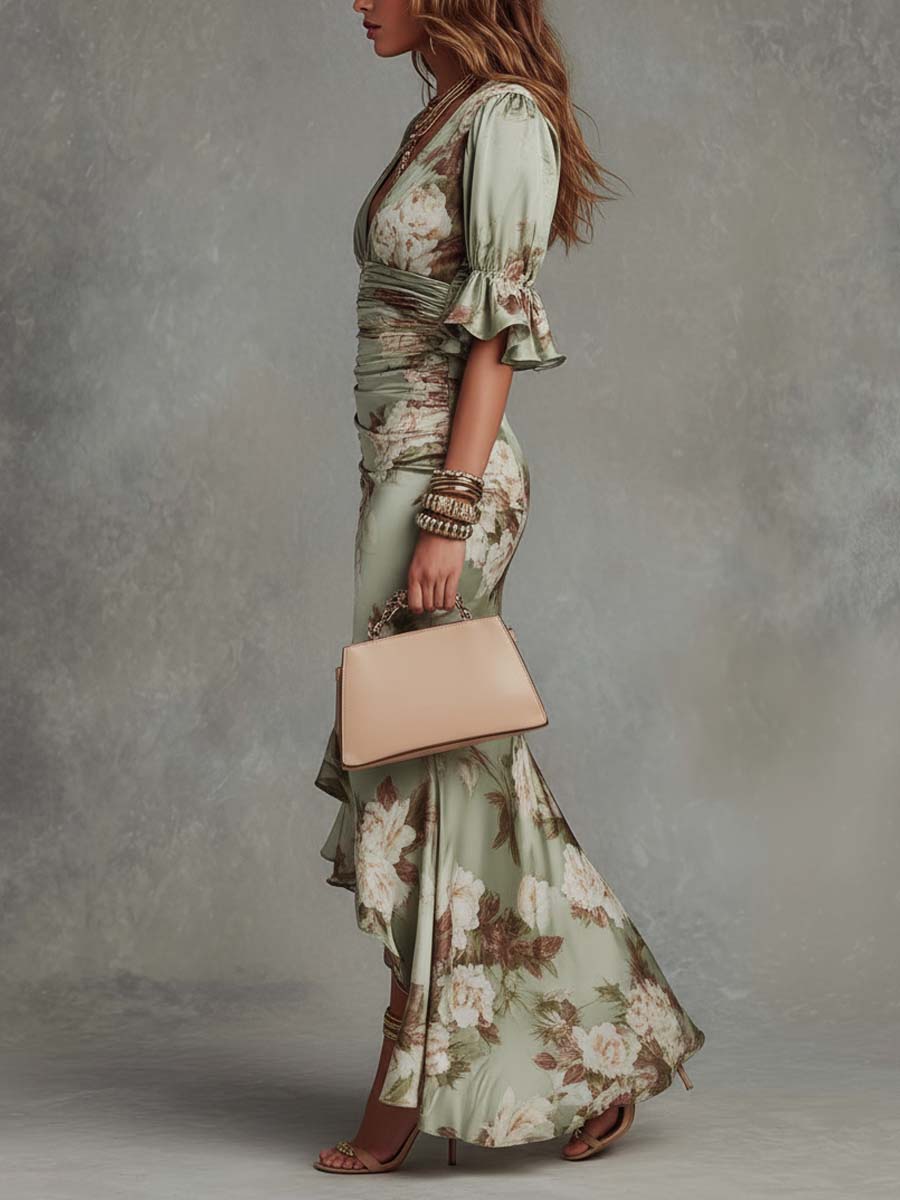 Helena | Elegantní Maxi Šaty s Květinami