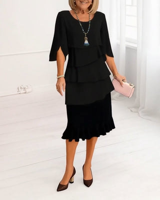 Renata - Elegantní midi šaty s rukávy ve stylu ruffle