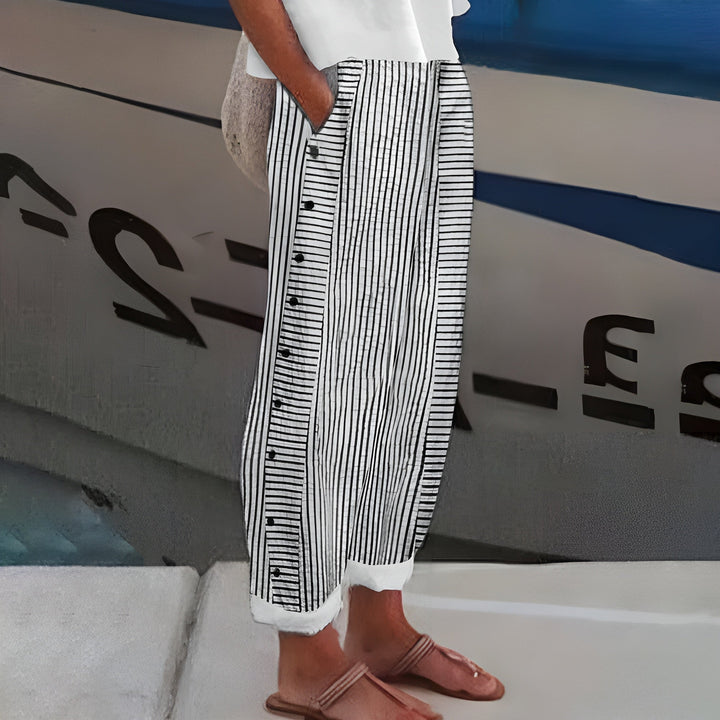 Bernadeta – Lehká lněná kalhoty s kapsami
