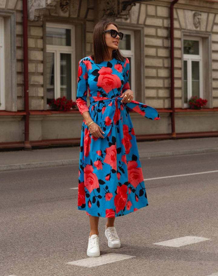 Fryderyka - Elegantní Šaty s Puntíky a Zvýrazněným Pasem